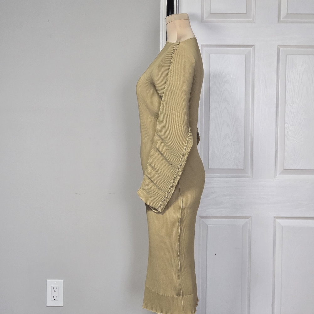 Toteme Mia Vana Ribbed Long-Sleeve Midi Dress, Size S - Picture 4 of 6
